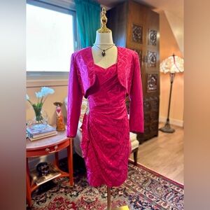 A.J. Bari Fuchsia Sleeveless Dress with Jacket